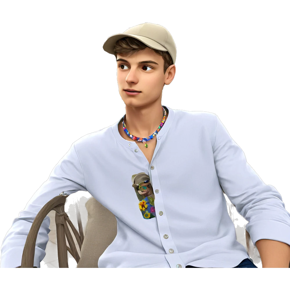 boy with hat and flowers emoji