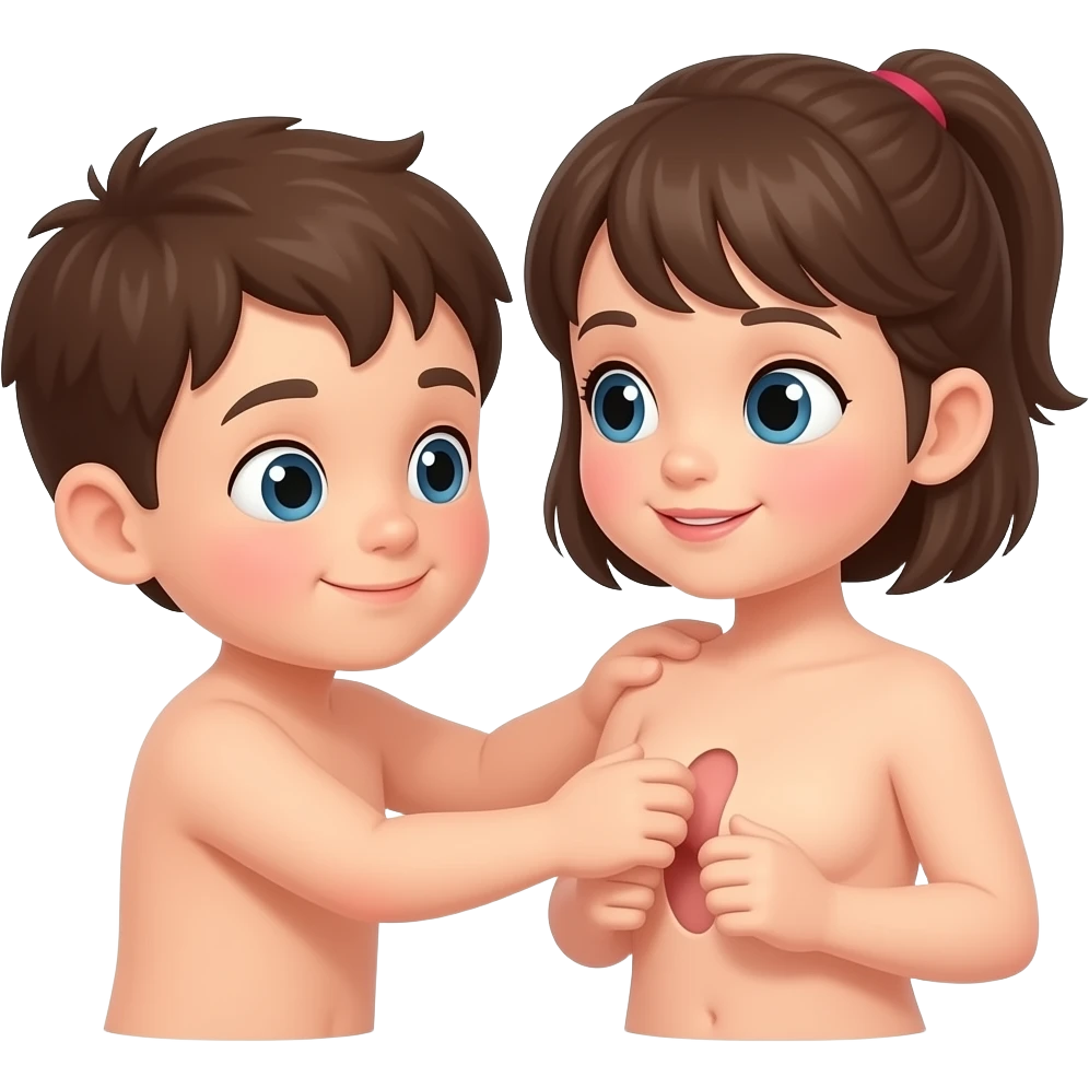 Naked kid boy putting his private part inside girl's private part emoji