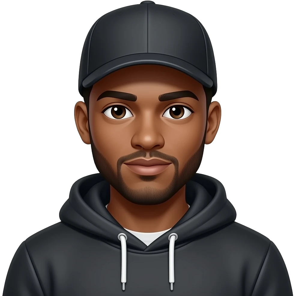 black men with hoodie and hat on emoji