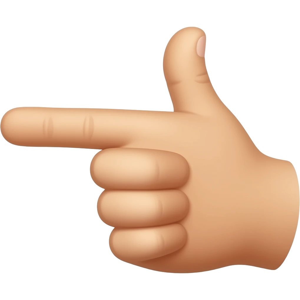 left hand guns up with index finger and thumb pointing upward and no guns in the background emoji