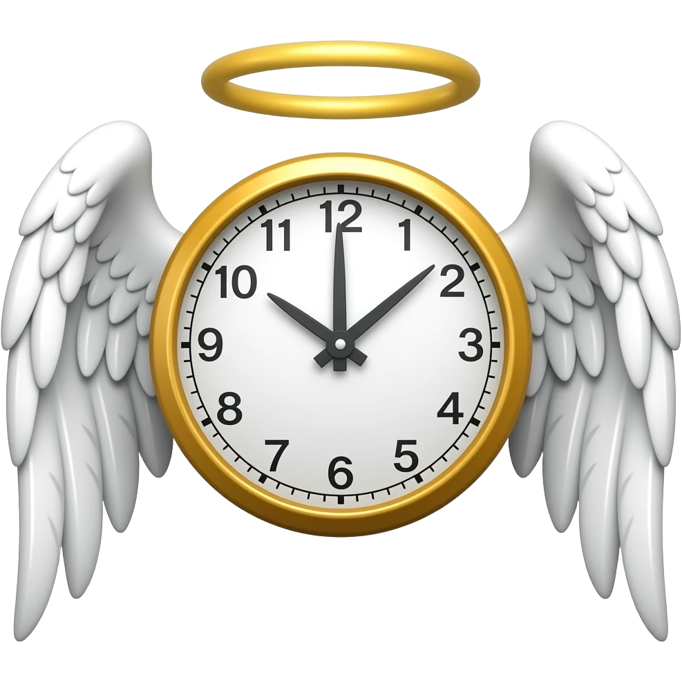 A 'clock with wings and a Halo on its head emoji