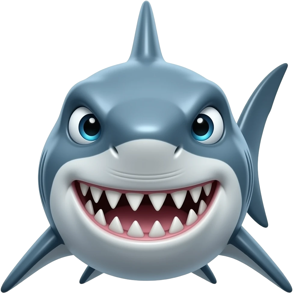 Tubarao agressivo,n tao animado de frente com emoji