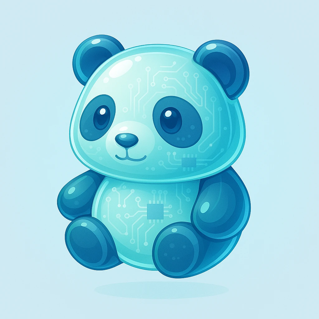 cute panda rendered as a Windows Vista icon, smooth gradients, glassy effects, touch of blue and green, clean professional slightly three-dimensional style matching Vista icon aesthetic emoji