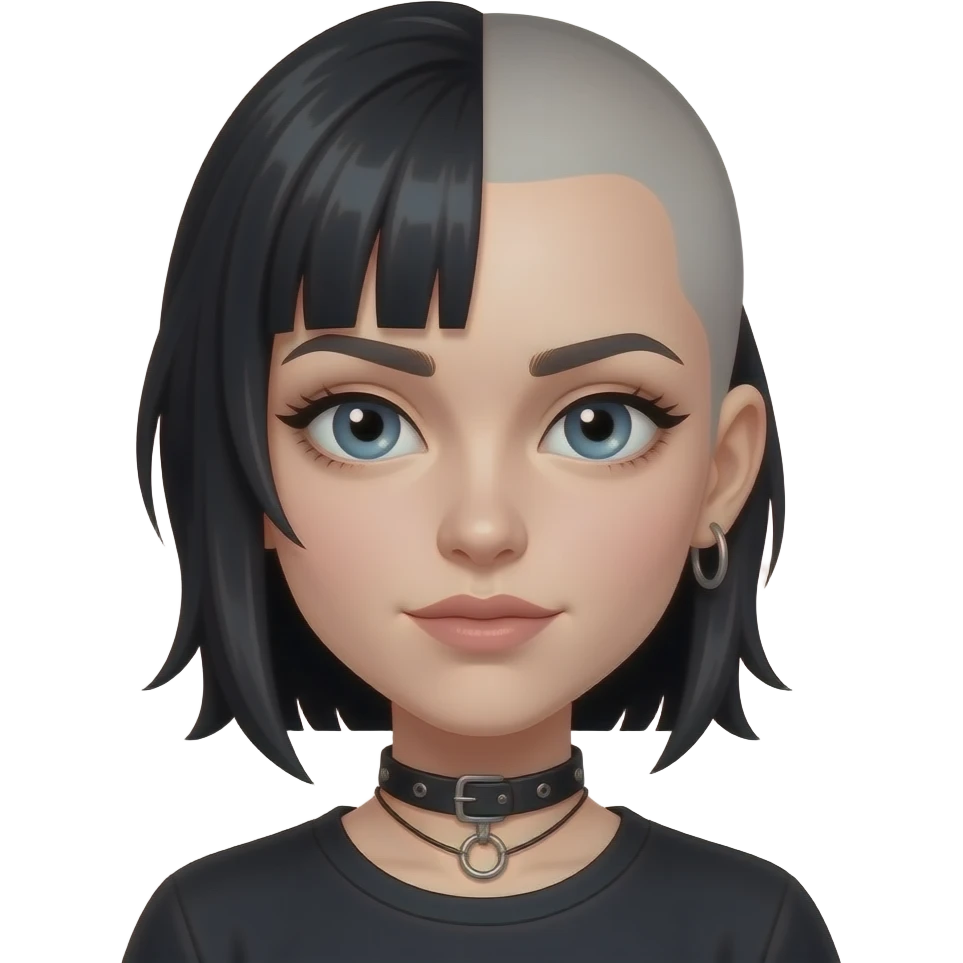 Goth girl with half of her hair shaved emoji