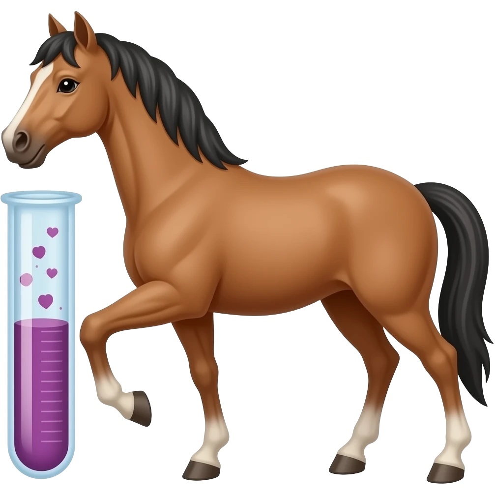 Test tube with legs on a horse emoji