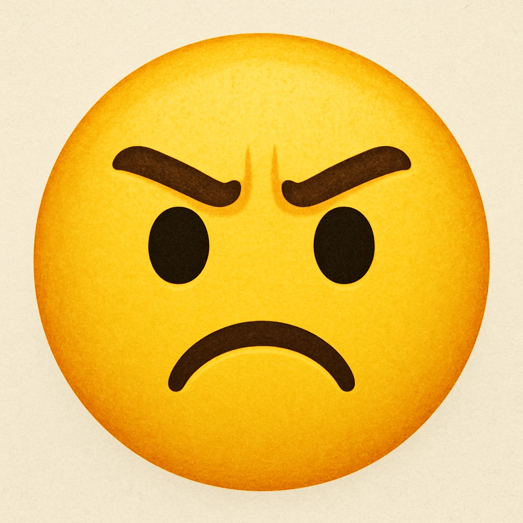 yellow face emoji with bold eyebrows emoji