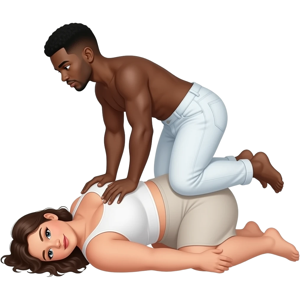 Black guy on top of white bbw missionary emoji