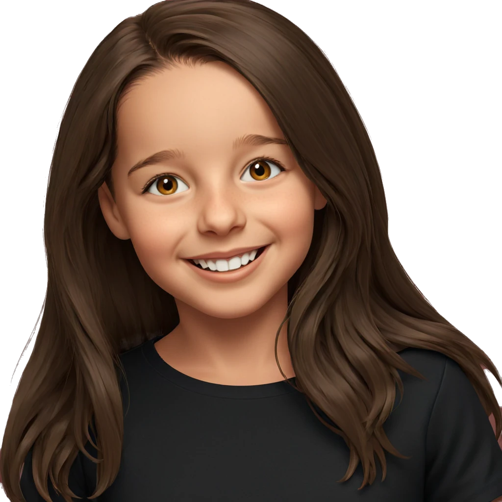 smiling girl with long brown hair emoji