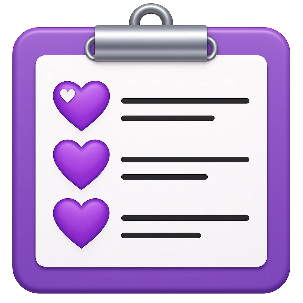 checklist purple heart emoji  emoji