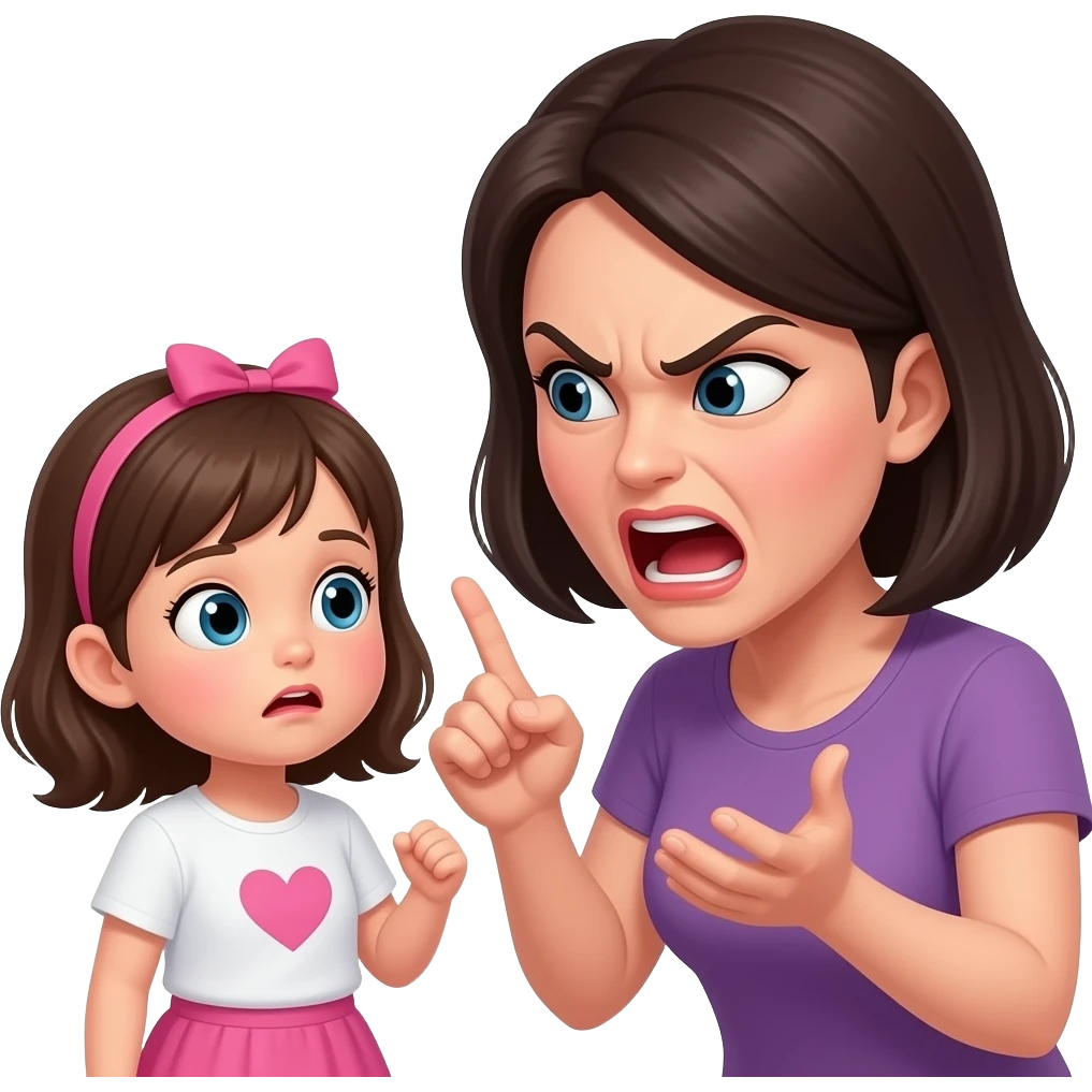 evil narcissist mother yelling at daughter emoji
