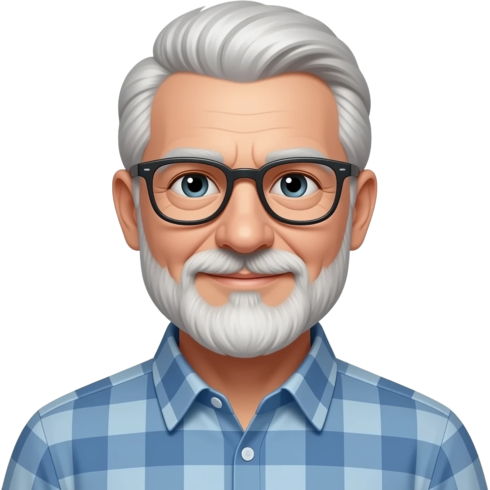 Hombre 60 años gafas y barba blanca emoji