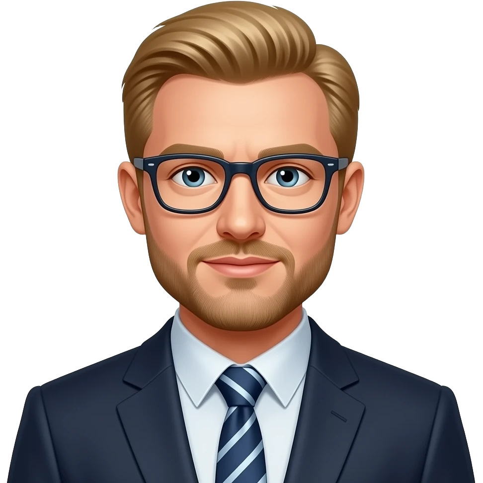 Bald blonde russian man with beard and glasses emoji