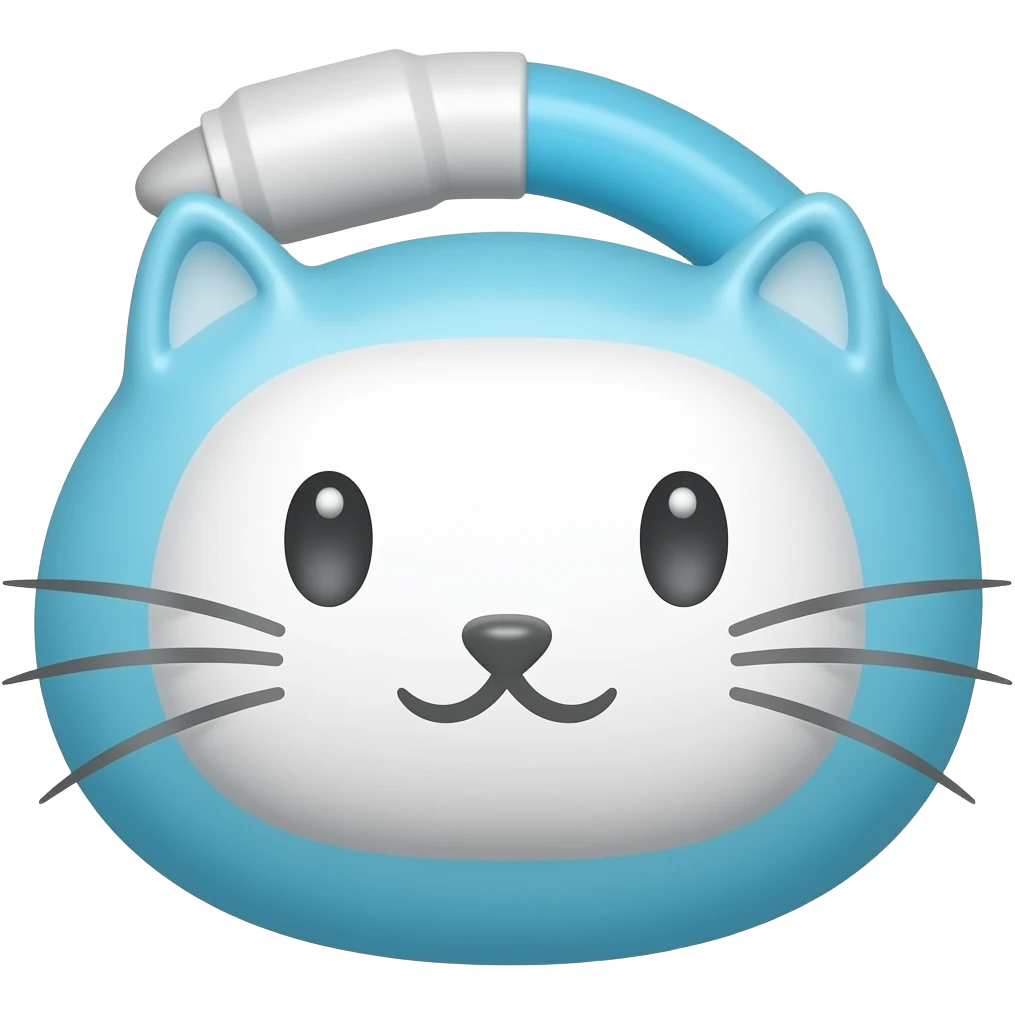 Cat-shaped bulge inprinted very long #B8FFFF vacuum plastic hose tube emoji