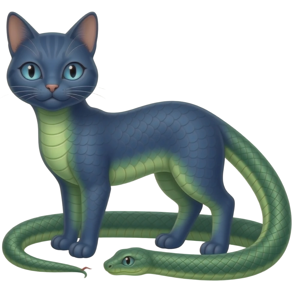 blue  cat anthro blue eyes green python hybrid naga form emoji
