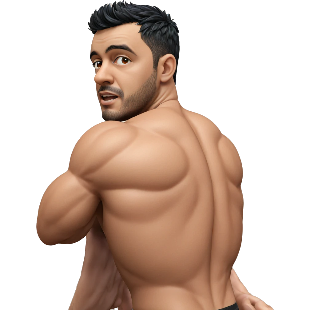muscular male with black hair emoji