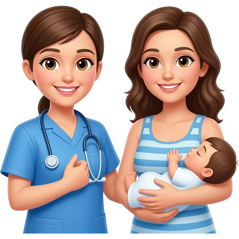 enfermera de lactancia y mama dando lactancia emoji