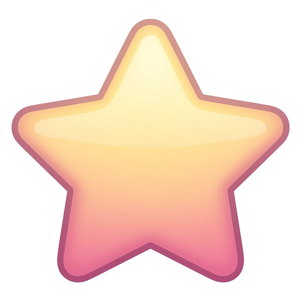 Звезда - 2d Стикер-дизайн, мультяшная иллюстрация, пастельные цвета, округлые формы, без глаз и ртов, толстый мягкий контур emoji