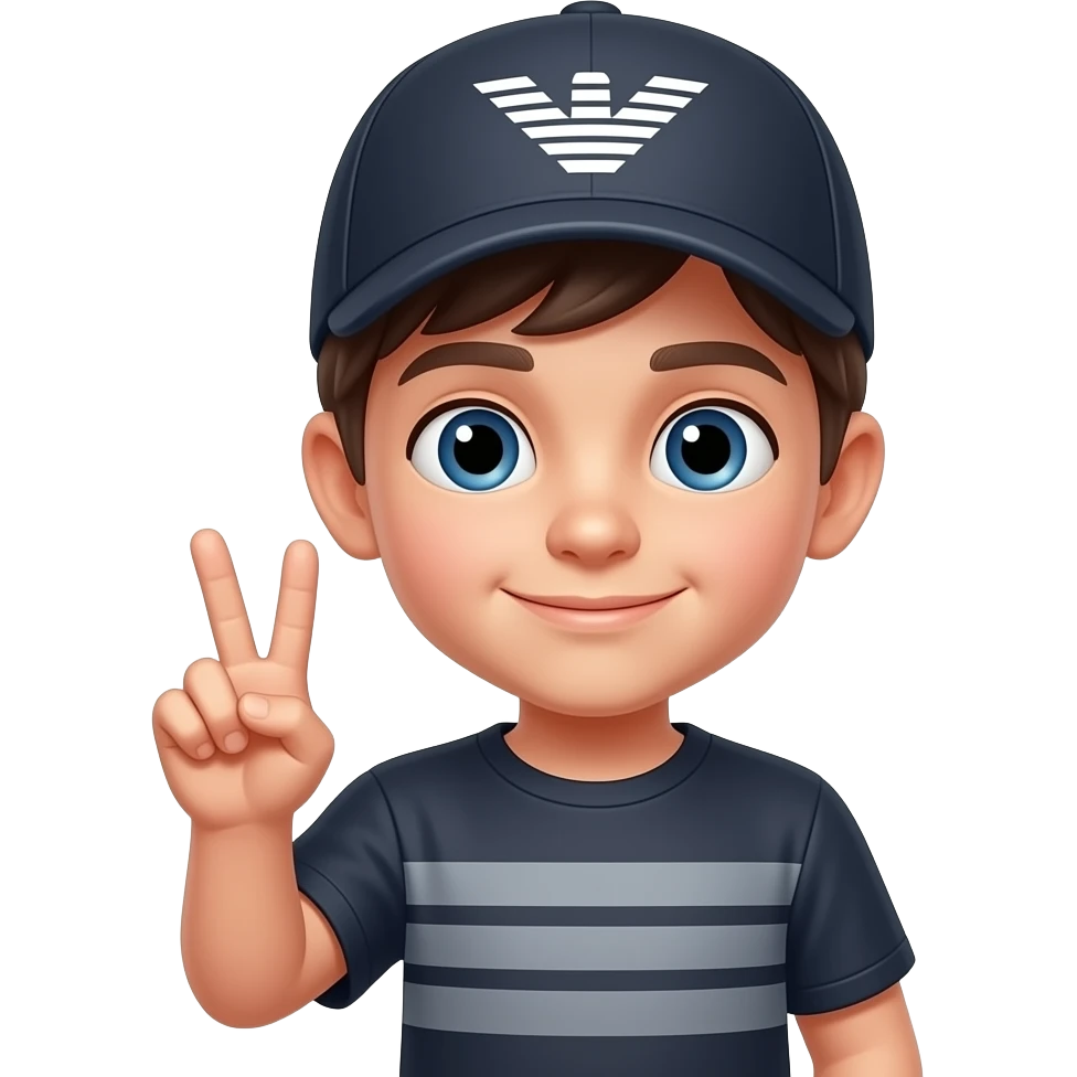 Garoto usando um boné da  Empório Armani Fazendo o 2 emoji