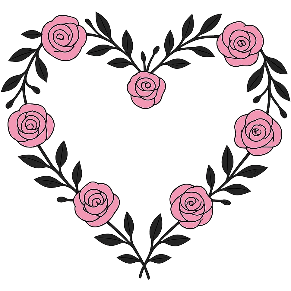 pink black wreath heart, remove background emoji