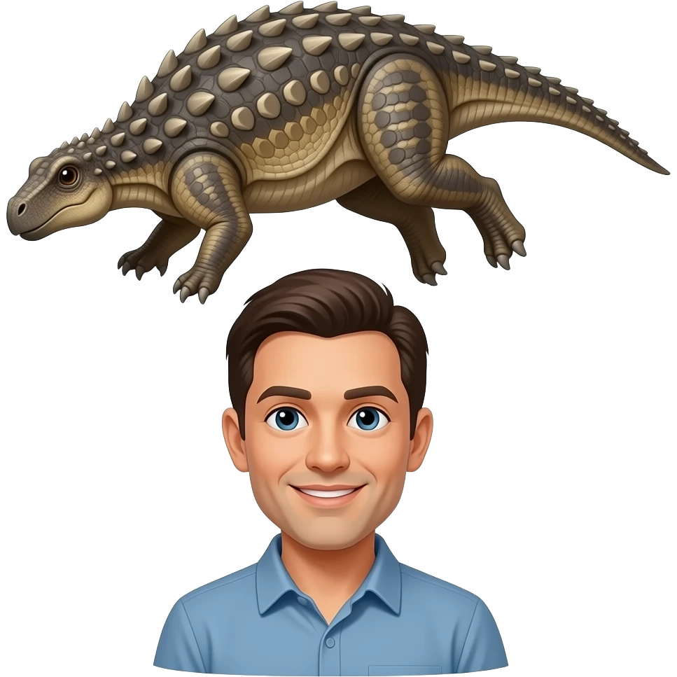Ankylosaurus jumping on a human emoji