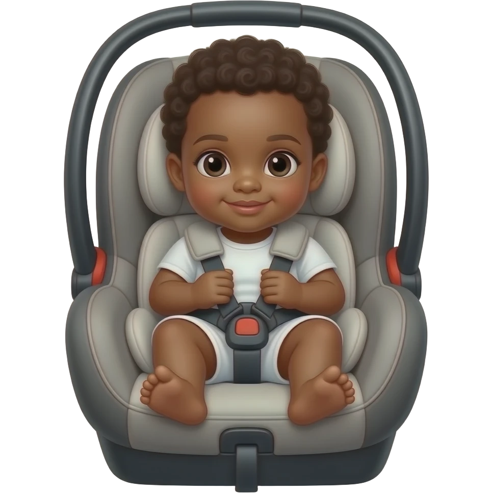 Infant car seat with African American  baby emoji