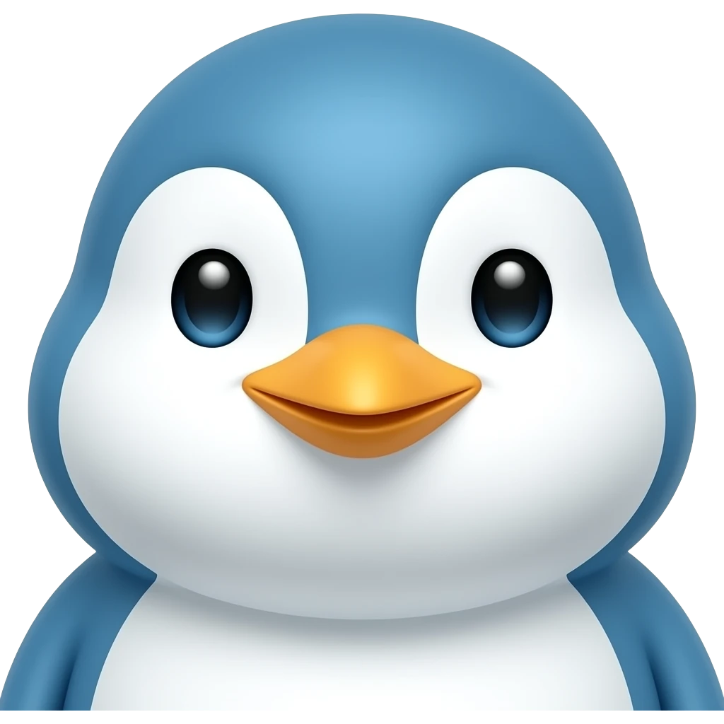 vibrant baby blue and white penguin head and sholders portrait emoji
