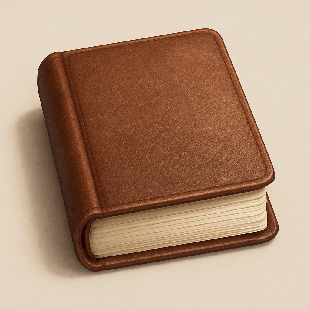 A journal icon, detailed and realistic, with a textured book cover and visible pages, giving it a lifelike appearance. emoji