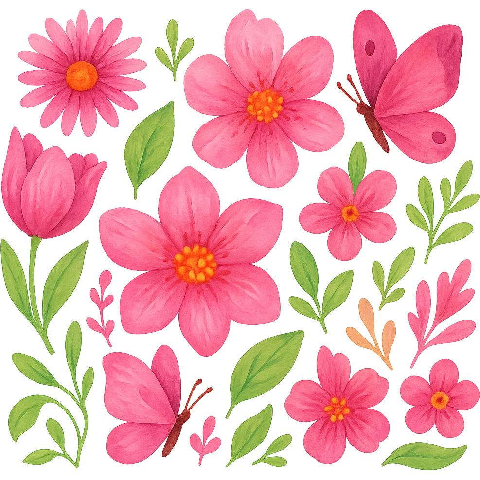 pink spring theme, vibrant and lively spring elements with pink hues, no background emoji