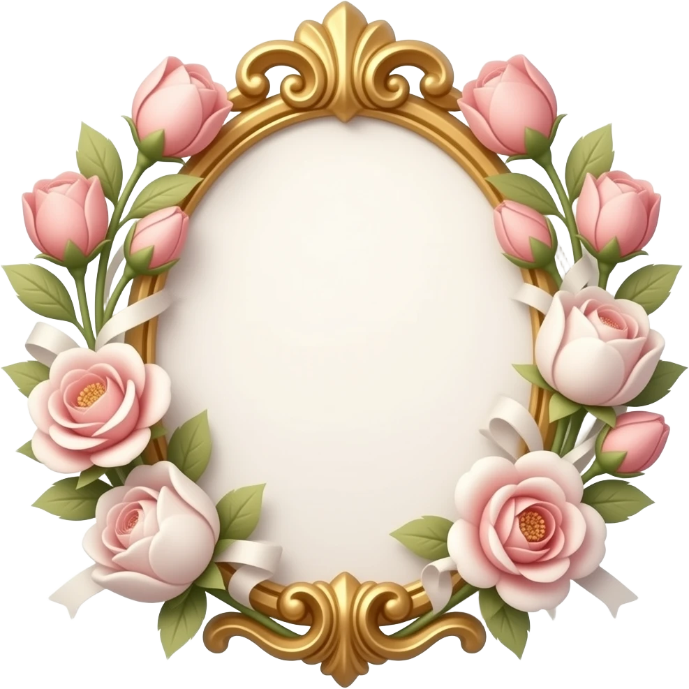 Reddish-pinkish and gold and white romantic vintage aesthetic floral decoration emoji