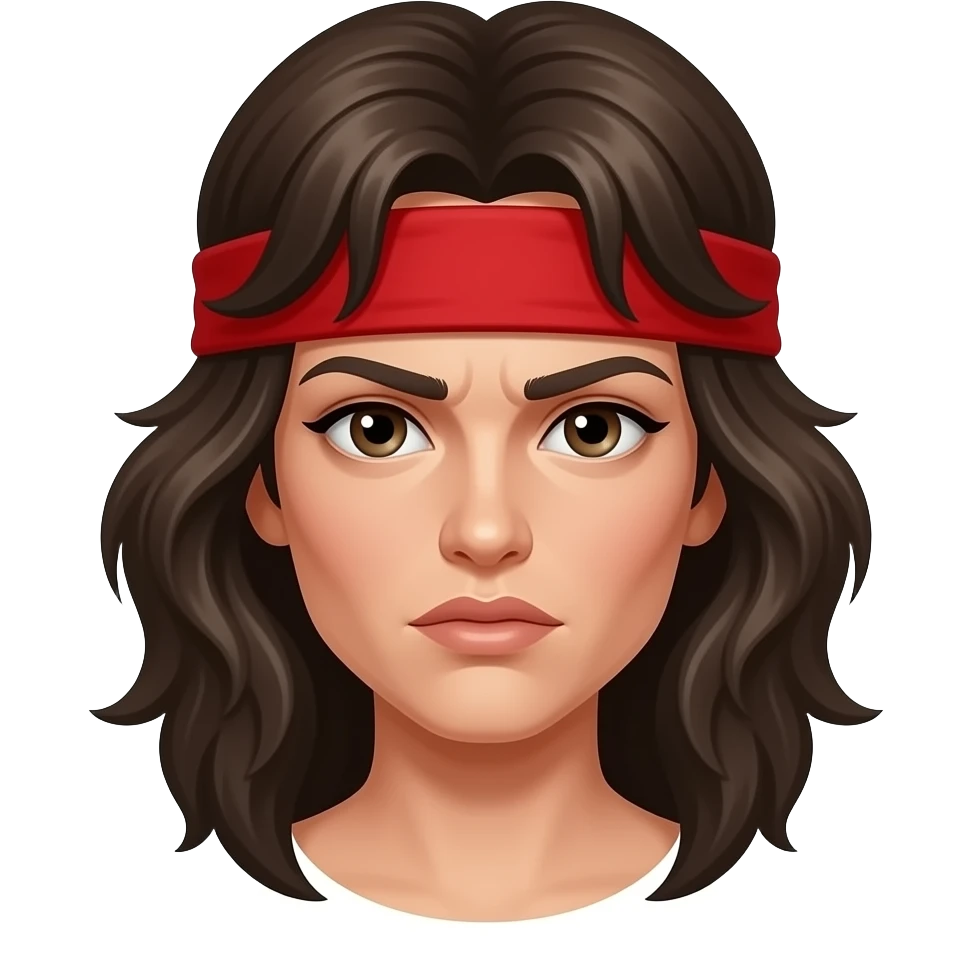emoji femme avec un bandeau rouge autour du front déterminé comme rambo emoji