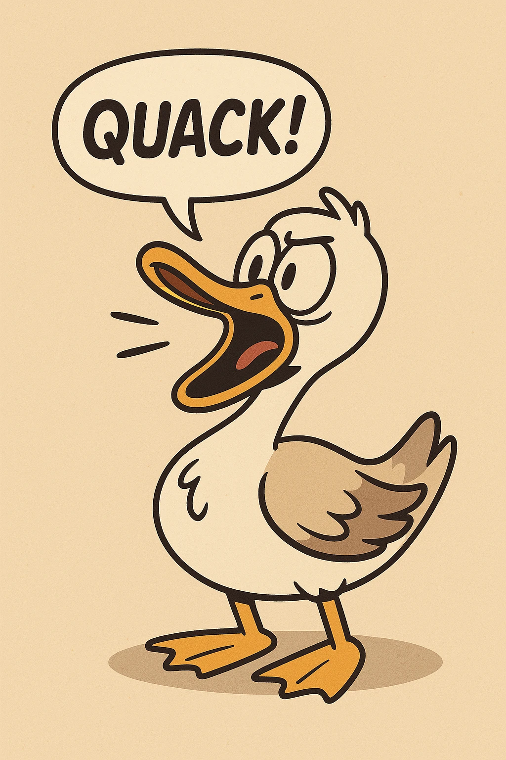 a duck quacking, cartoon style, flat toon style emoji