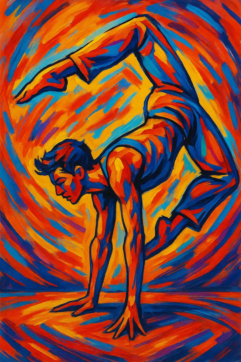 illustration of a person performing acrobatic moves, style 4 emoji