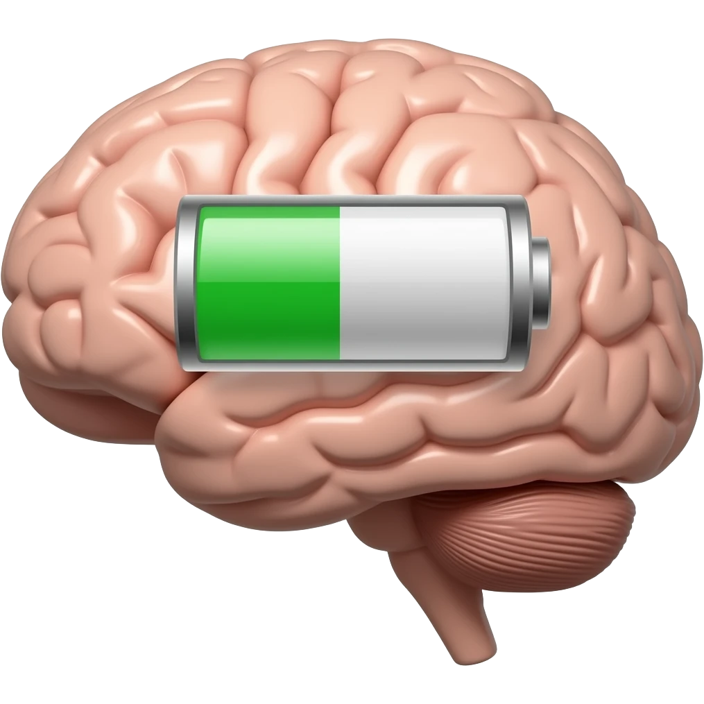 Brain with really low battery emoji