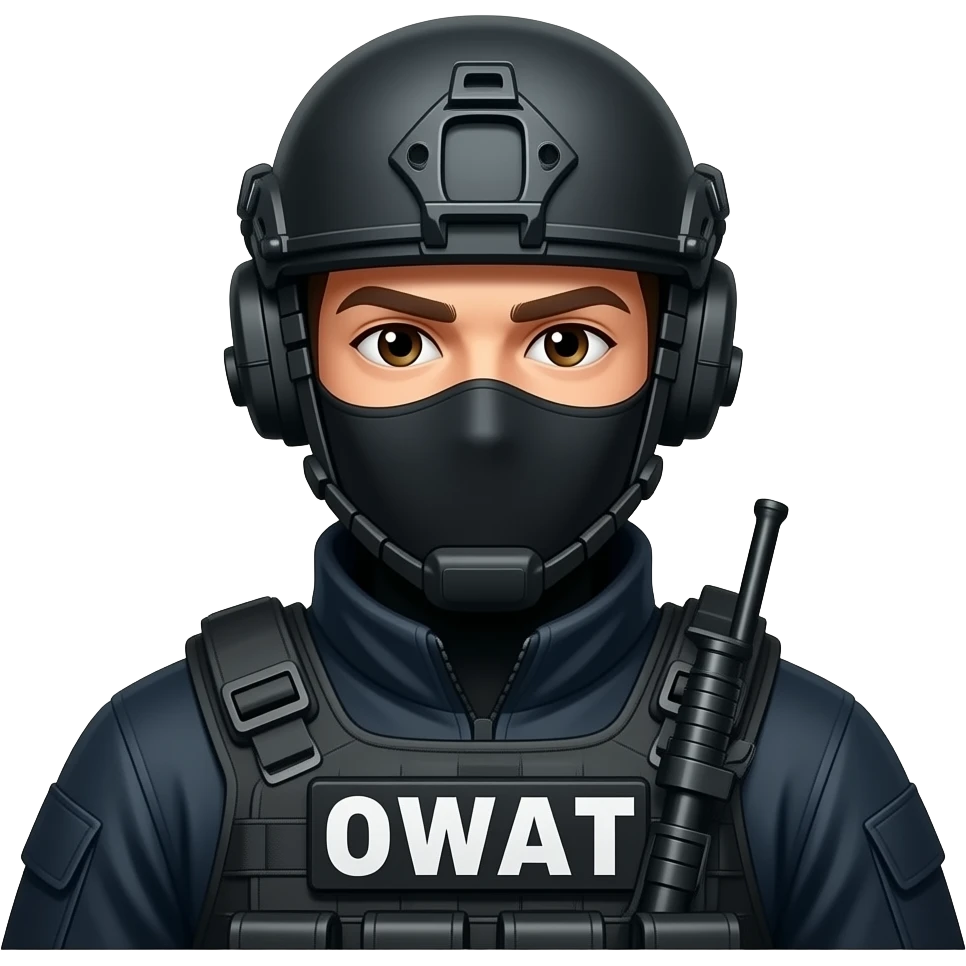 A swat guy that is hiding emoji