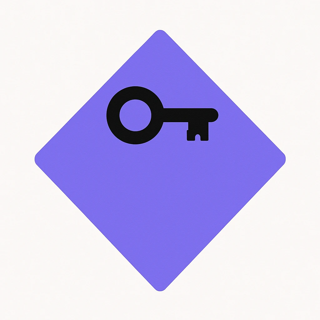flat diamond, color #9665db, with 🗝️key  symbol on the diamond. emoji