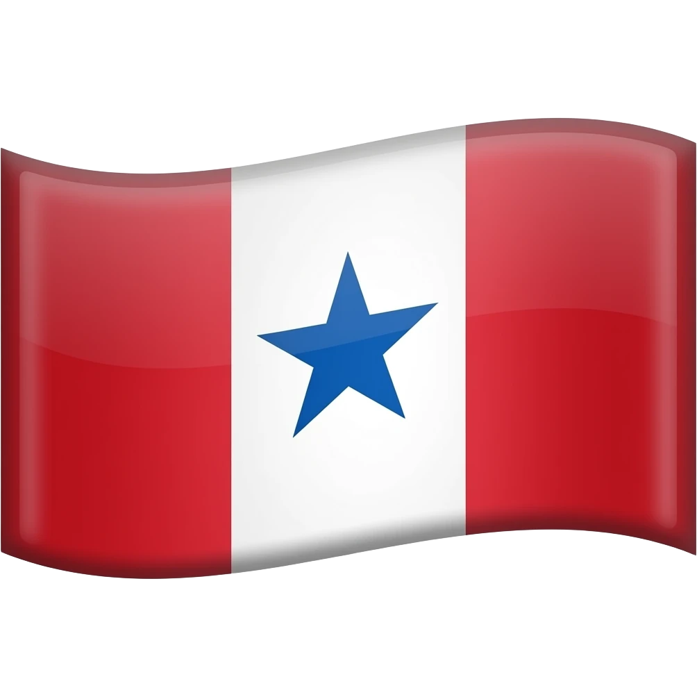 Faça a bandeira do Pará dos lados vermelho e no meio uma faixa na vertical branca e uma estrela azul no meio da faixa branca emoji