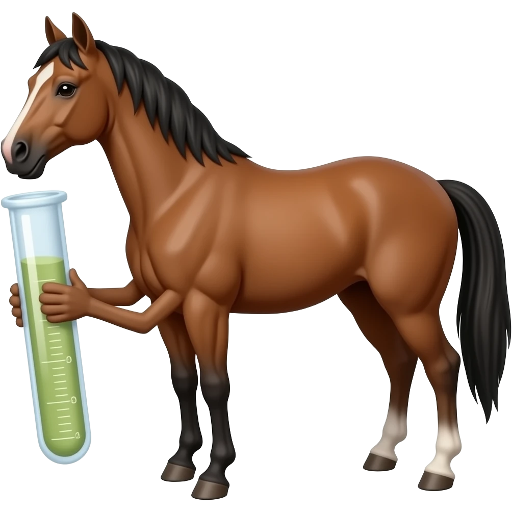 Test tube with legs on a horse emoji