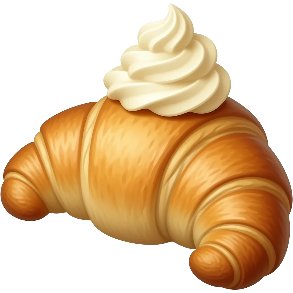 realistic croissant with cream on top emoji
