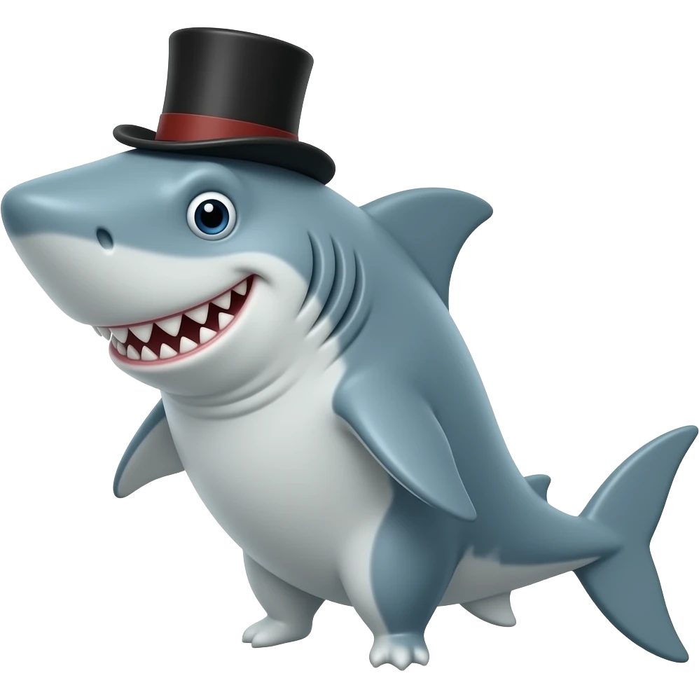 Shark with a top hat emoji