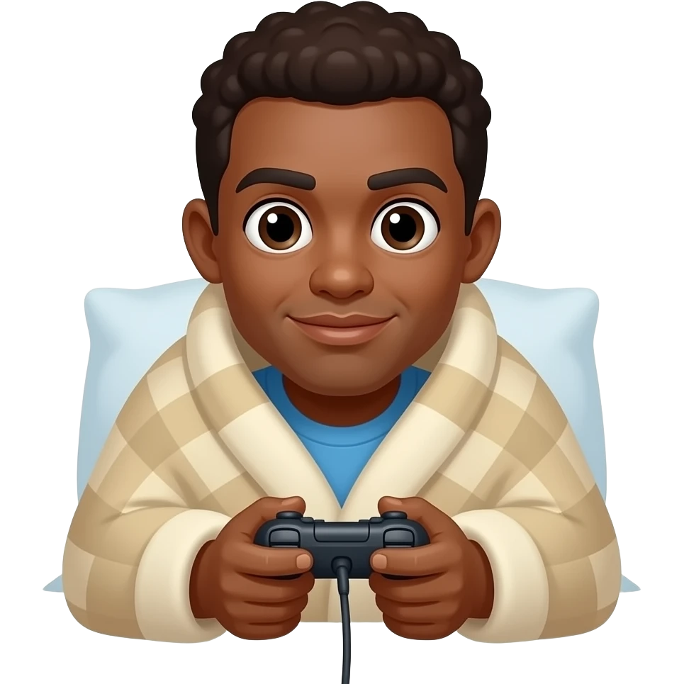 brown guy wrapped in a blanked gaming high emoji