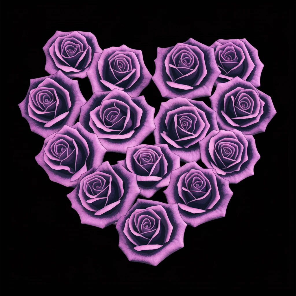 gothic heart with dark roses emoji