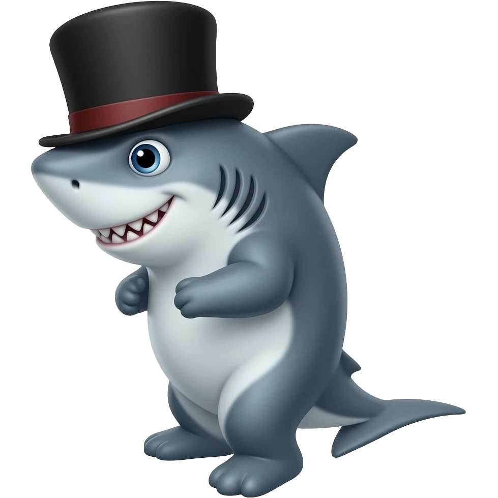 Shark with a top hat emoji