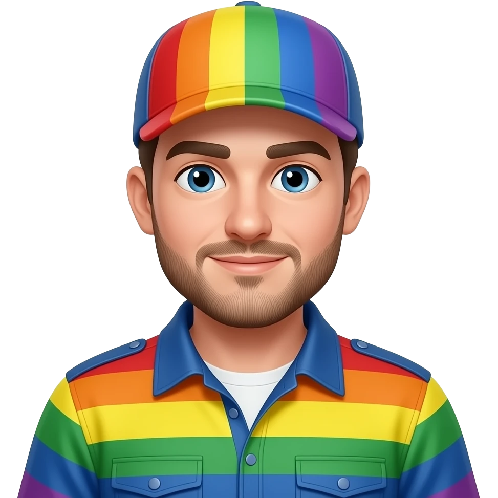 Gay rainbow electrician with stubble emoji