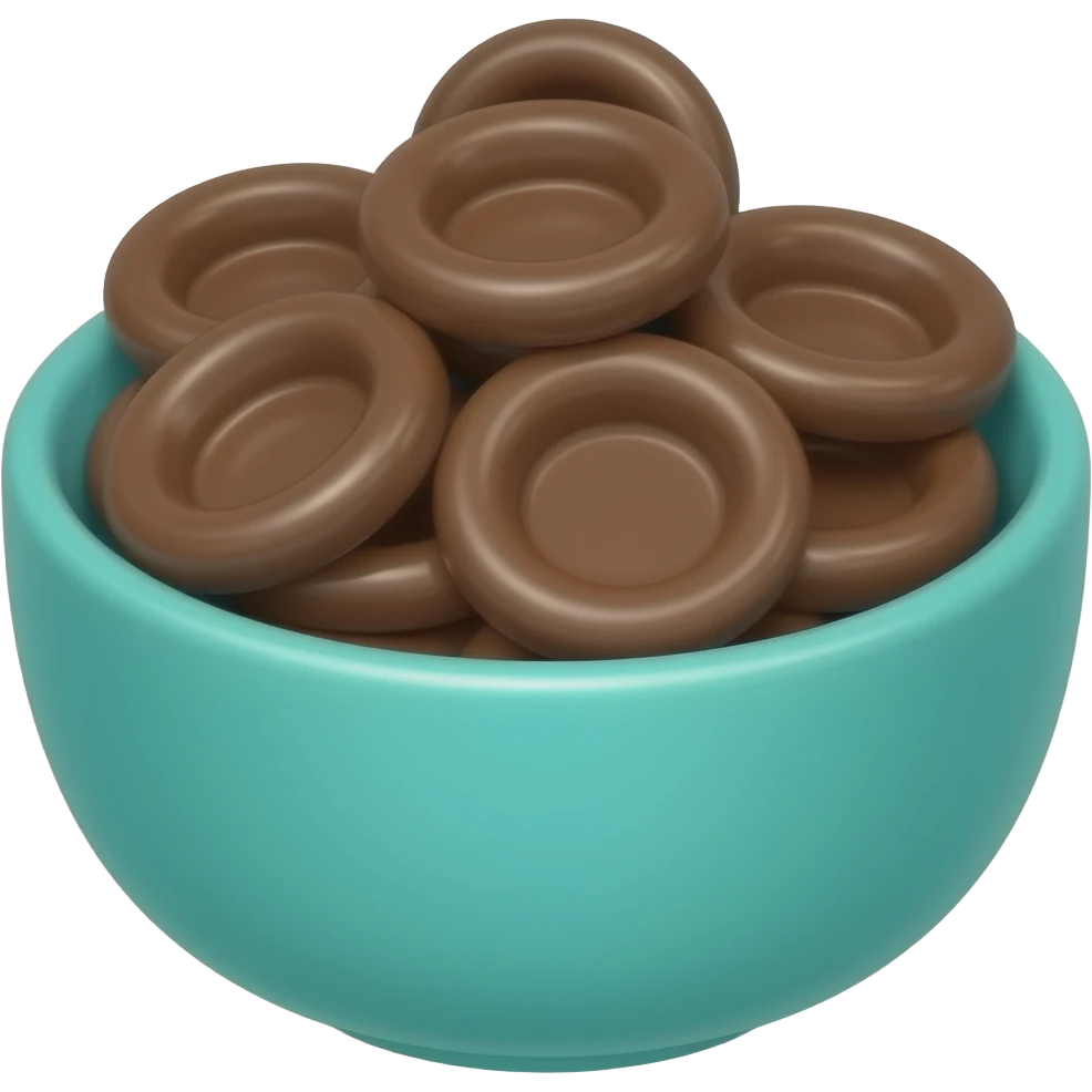 realistic small turquoise bowl of chocolate circles emoji