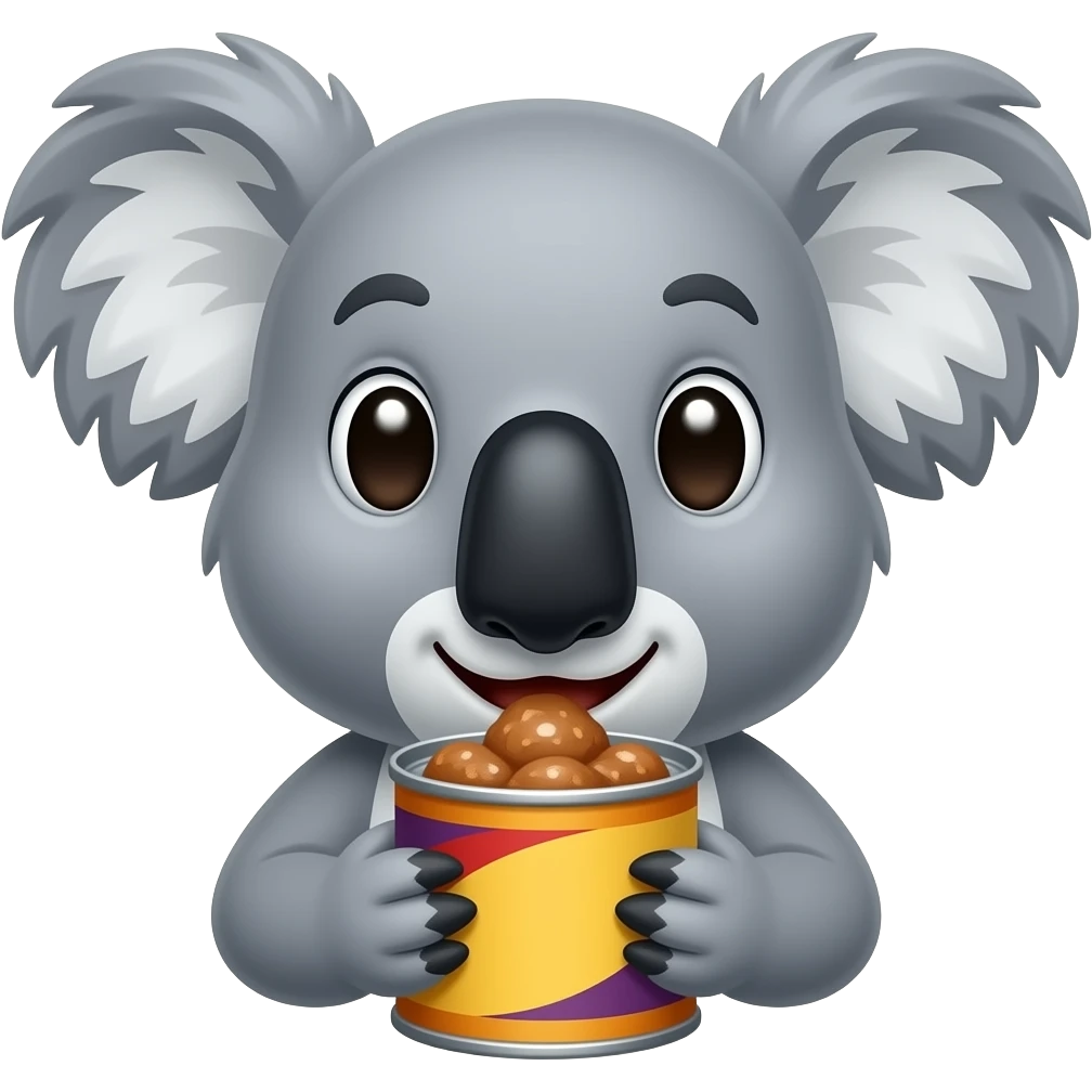 koala eating canned food closeup emoji