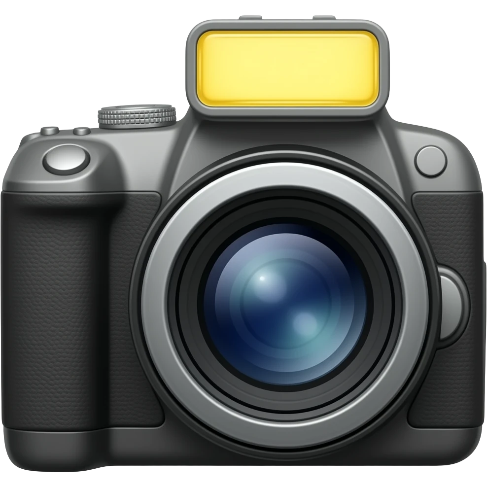 black camera with yellow flash emoji
