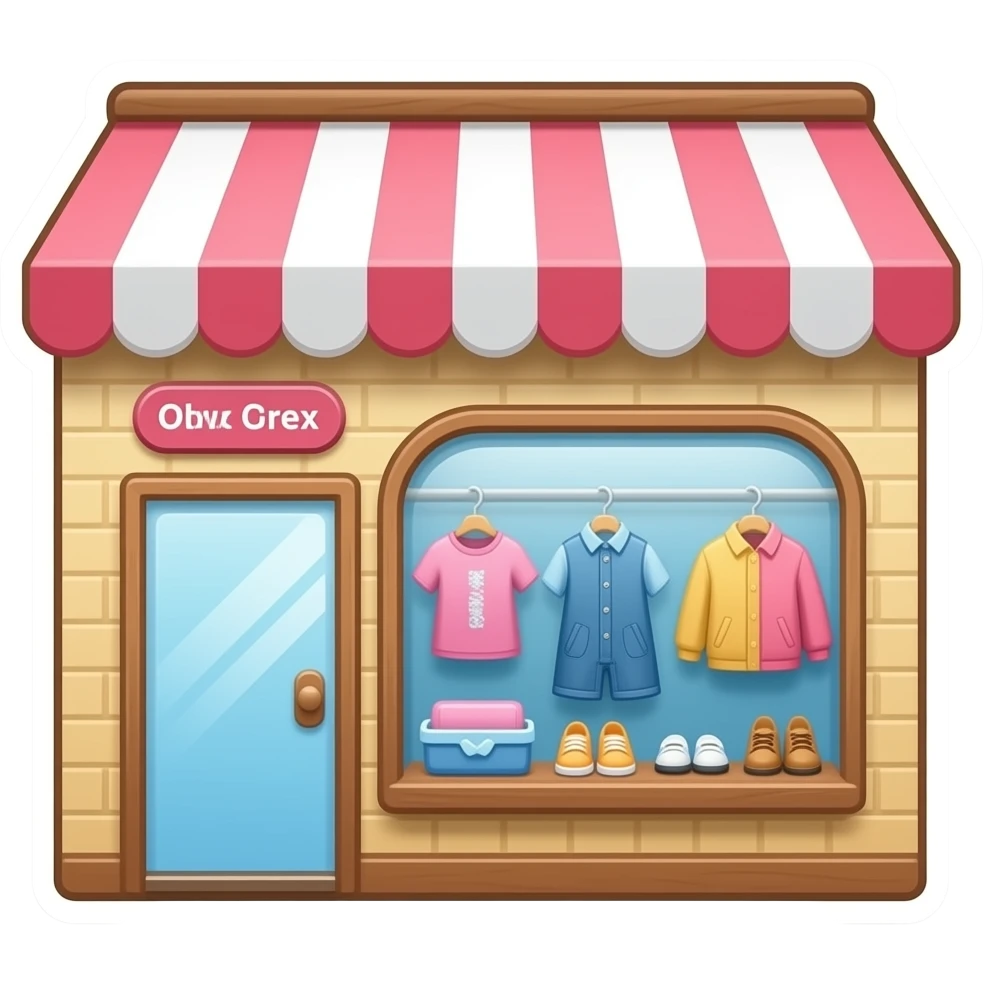 Figurinha de loja de roupa fofa emoji