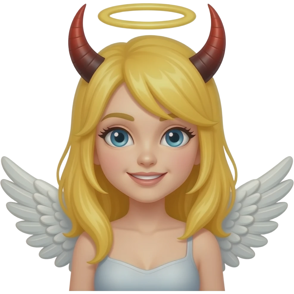 Yellow emoji female devilish angel emoji