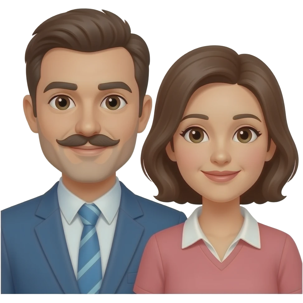 padre con bigote y madre emoji