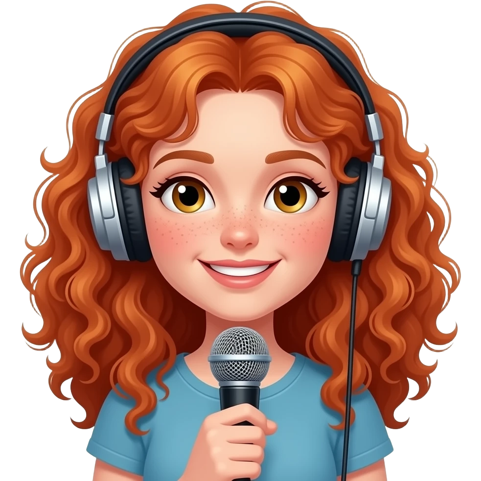 Fille rousse  bouclés tâches de rousseur 🎶🎵🎤🎧 emoji
